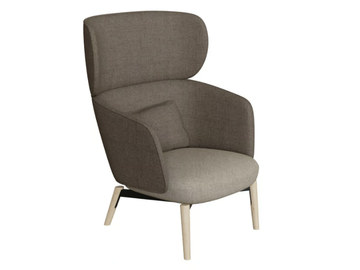 BEOS - Wing chair in fabric with wooden base by grado design - view 2